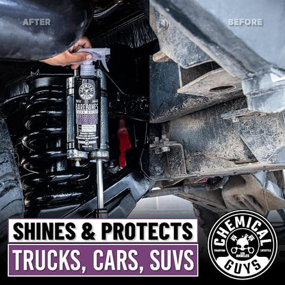 Chemical Guys Bare Bones Premium Dark Shine Spray - For Undercarriage, Wheel Wells & Trim - Deep Black Finish, Non-Greasy, Safe for Cars, Trucks, SUVs, RVs - 128 oz (1 Gallon)