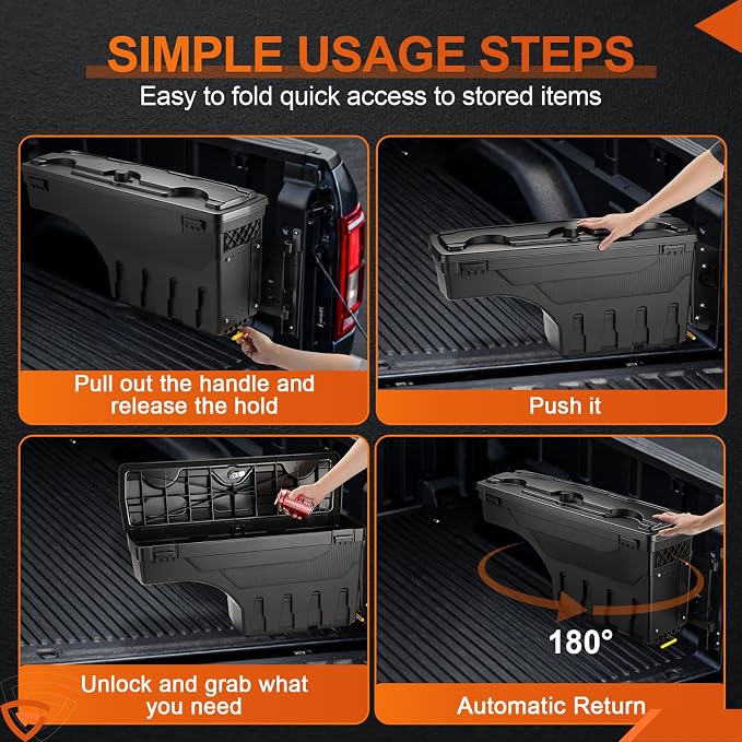GEARLAST Truck Bed Storage Box Fit for Chevy/GMC Silverado/Sierra 2500/3500HD 2020-2025 Passenger Side, Right Toolboxs