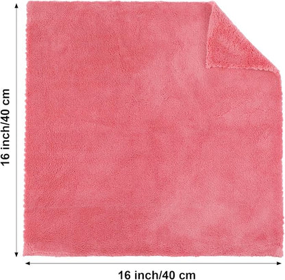Shimeyao 30 Pcs 16 x 16 Inch Edgeless Microfiber Plush Towels for Cars Detailing Drying Wash Polishing Absorbent Cleaning Cloths, 500 GSM(Vivid Red)