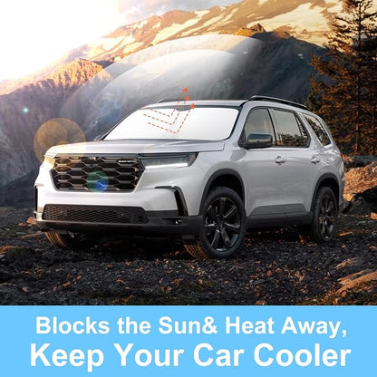 TINGLU Sun Shade for Honda Pilot SUV 2009-2015 Accessories Windshield Sun Shade Window Shade UV Rays Protection Sun Visor Cover with Steering Wheel Sunshade Storage Bag