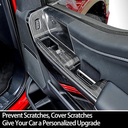 GZXinWei Interior Accessoreis for Ford F150 2021 2022 2023 2024 2025 2026 Door Window Control Switch Panel Trim Cover Wrap Decor Upgrade Parts Black Wood Grain