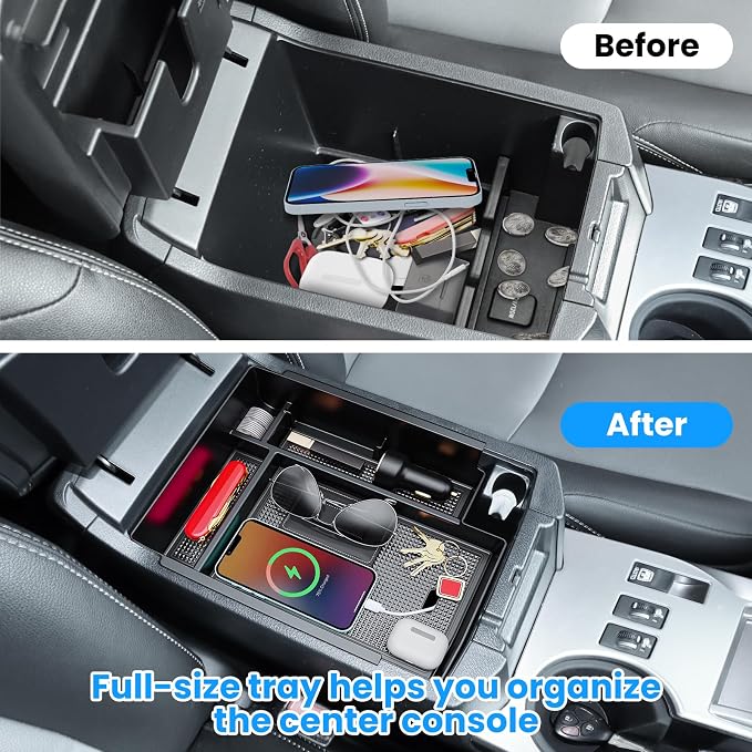 DIAMOOKY 3PCS Center Console Organizer Compatible with Toyota 4Runner 2024 2023 2022 2021 2020 2019-2010 Glove Box Organizer Gear Shift Tray Armrest Storage Box 5th Gen 4 Runner Accessories