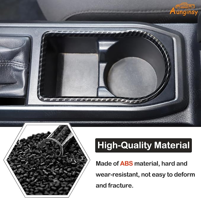 Aunginsy Car Gear Shift Panel Cup Holder Trim Ring Compatible with Toyota Tacoma 2016-2023 Truck Center Console Gear Shifter Cup Holder Panel Decorative Frame Protection Cover ABS Interior Accessories