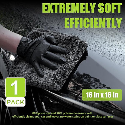 TTRCB Car Wash Kit, 2 Pack Car Drying Towel (36" x 24" & 16" x 16"), Car Wash Mitt, 1300 GSM Microfiber Towels for Cars, Ultra-Absorbent, Streak Free, Car Cleaning Detailing Supplies for SUVs, Trucks