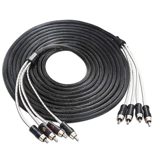 RECOIL P417 Premium 100% Oxygen Free Copper 17ft 4-Channel RCA Audio Interconnects Cable 4X RCA Male to 4X RCA Male Double Shielded with Noise Reduction