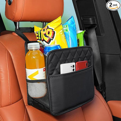FrgKbTm 2Pack Car Seat Back Organizer, Waterproof Car Backseat Organizer with Cup Holders Large Capacity Hanging Car Storage Bag for Phones Documents Cups Bottle Travel Compatible with Most Vehicles