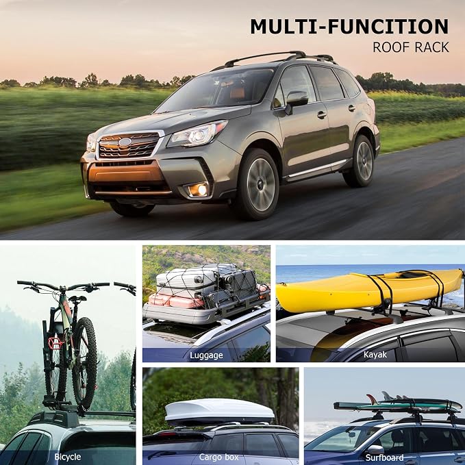 300lbs Lockable Roof Rack Cross Bars Compatible with Subaru Forester 2014-2026 (Not for Wilderness), Aluminum Crossbars Rooftop Luggage Kayak Bicycles Cargo Carrier