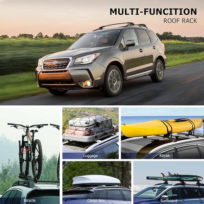300lbs Lockable Roof Rack Cross Bars Compatible with Subaru Forester 2014-2026 (Not for Wilderness), Aluminum Crossbars Rooftop Luggage Kayak Bicycles Cargo Carrier