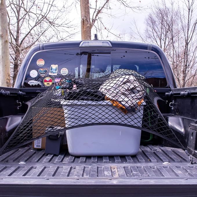 Highly Elastic Cargo Net, Simple Truck Bed Cargo Mesh Organizer, Suitable for 5ft - 6ft Standard Bed Trucks, 4'x4' Stretches to 7'x7' (Single Layer)