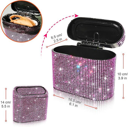 Accmor Car Trash Can with Lid, Mini Auto Dustbin Garbage Can, Car Accessories for Interior, Vehicle Can Garbage Bin with 30pcs Trash Bags, Multipurpose Organizers for Home, Office, Cars, SUV, Truck