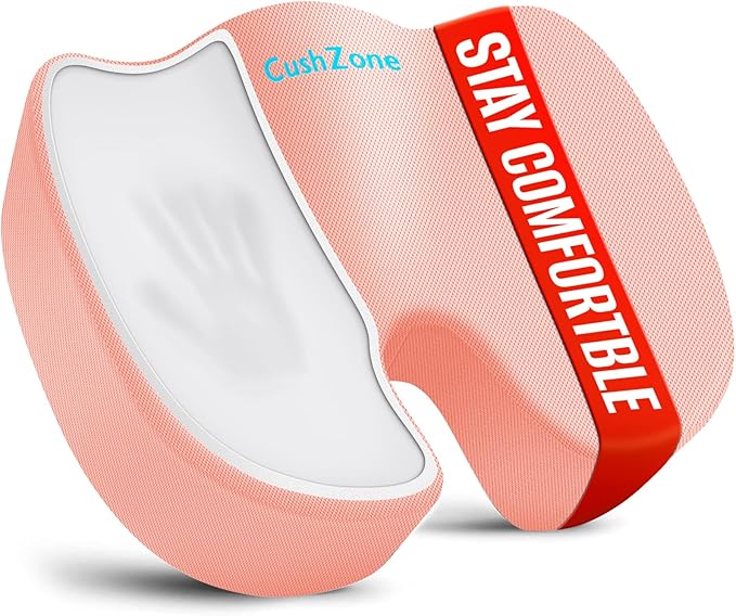 CushZone Seat Cushion, Office Chair Cushions, Car Seat Cushion, Non-Slip Sciatica & Back Coccyx Tailbone Pain Relief Chair Pad, Memory Foam (Large,Pink)