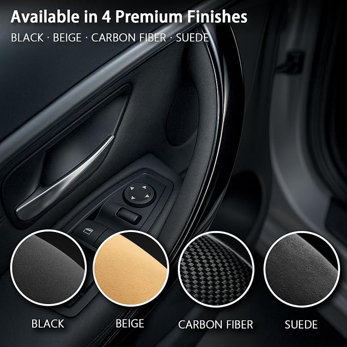 2PCS Premium Suede Inner Door Handle Replacement for BMW 3/4 Series F30 F32 F33 F36 F80 M3 F82 M4 (2012–2019), Front Left & Right, Anti-Sticky Soft-Touch Interior (Dark Gray)