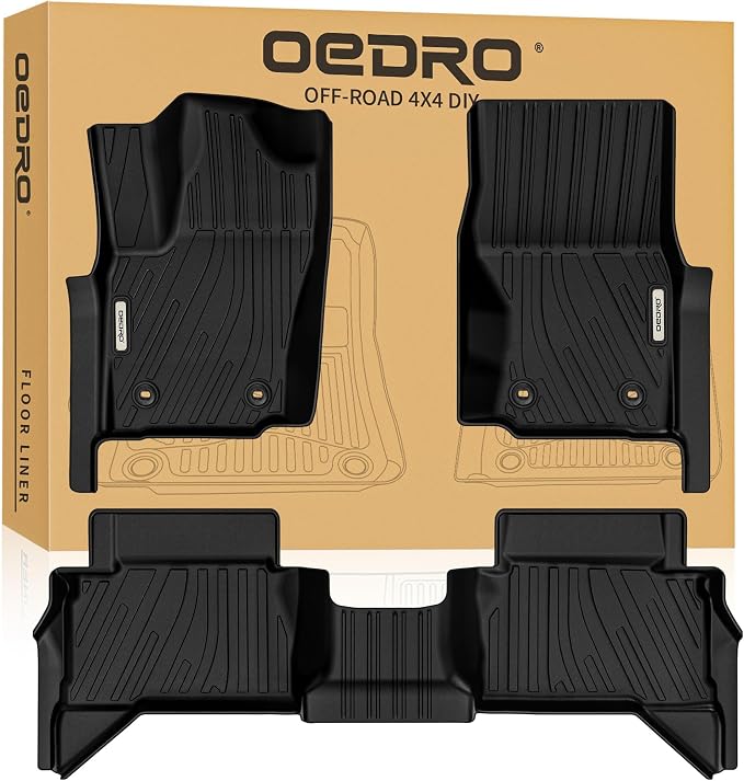 OEDRO Floor Mats Fit for Toyota Tacoma 2024 2025 2026 Double Cab Auto Trans (NOT for Hybrid), Custom TPE All Weather Floor Liners for Tacoma TRD/SR/SR5/limited Car Front&Rear 2 Row Mats