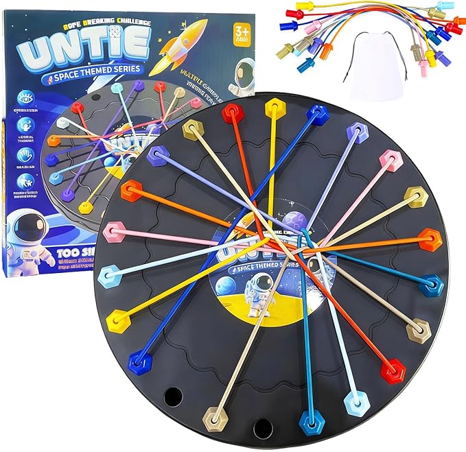 Brainy Knots Rope Untangling Game，Children's Rope Challenge Game，Strategy Untangling Challenge Puzzle ，Suitable for Family Parent-Child Interaction, Travel & Parties Gifts