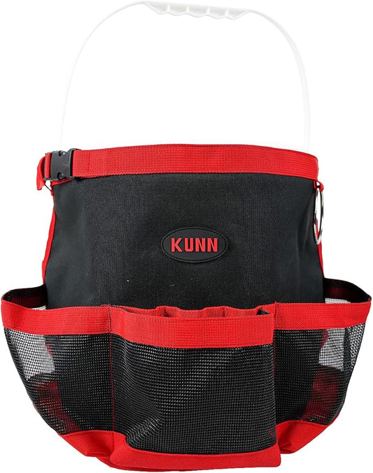 KUNN Car Wash Bucket Tool Organizer for 5 Gallon Bucket with Towel Holder Ring,Soap Pockets Cleaning Bucket Organizer Water-Resistant Mesh Pockets for Clean Supplier,Car Wash Supplier Red