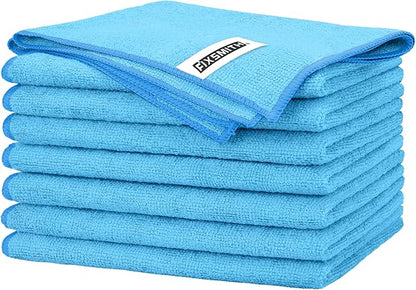 FIXSMITH Blue Microfiber Cleaning Cloth -Pack of 8, Highly Absorbent Cleaning Rags, 16"X12" All Purpose Cleaning Towels for Housekeeping, Kitchen, Car, Lint Free and Reusable Microfiber Towels
