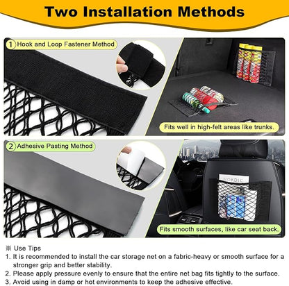 PIFOOG 4Pcs Car Net Pocket Elastic Small Mesh Cargo Storage Nets Bag Organizer Wall Sticker Pouch Netting Universal for Vehicle SUV Trunk Seat RV Camper