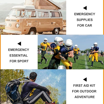 300Piece Portable First Aid Kit Refill Supplies for Car Mini Caming Emergency First Aid Kit Hiking Survival Essential Kit for Outdoor Adventure Emergency Case, Orange 1st Aid