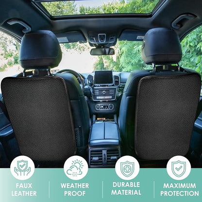 FH Group Faux Leather Auto Seat Back Kick Protectors, Heavy Duty Car Kick Mats for Kids –2-Pack Back Seat Protector for Driver and Passenger Seat