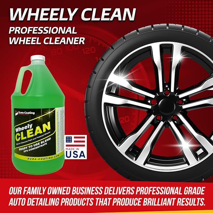 DURA-COATING TECHNOLOGY, Wheely Clean - Professional Wheel Cleaner | Highly Effective for Chrome, Aluminum, and Clear-Coated Wheels | 1 Gallon Ready-to-Use Wheel and Rim Cleaner Solution, Made in USA