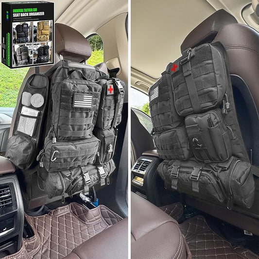 7 PACK Tactical Seat back organizer Truck organizer With 6 Detachable Pouches Universal For Car Truck Ford Jeep Military-Grade Heavier Panels With Multi-functional Packs (Army green)