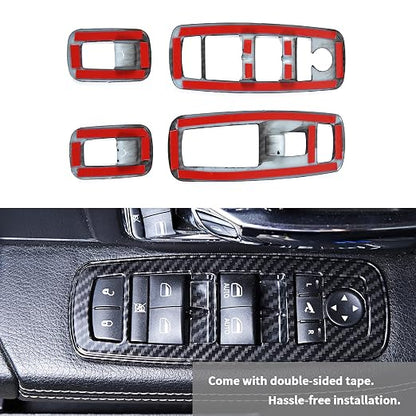 Carbon Fiber Window Lift Switch Cover Interior Button Trim Kit for Dodge RAM 2010-2017/Dodge Charger Durango 2011-2021