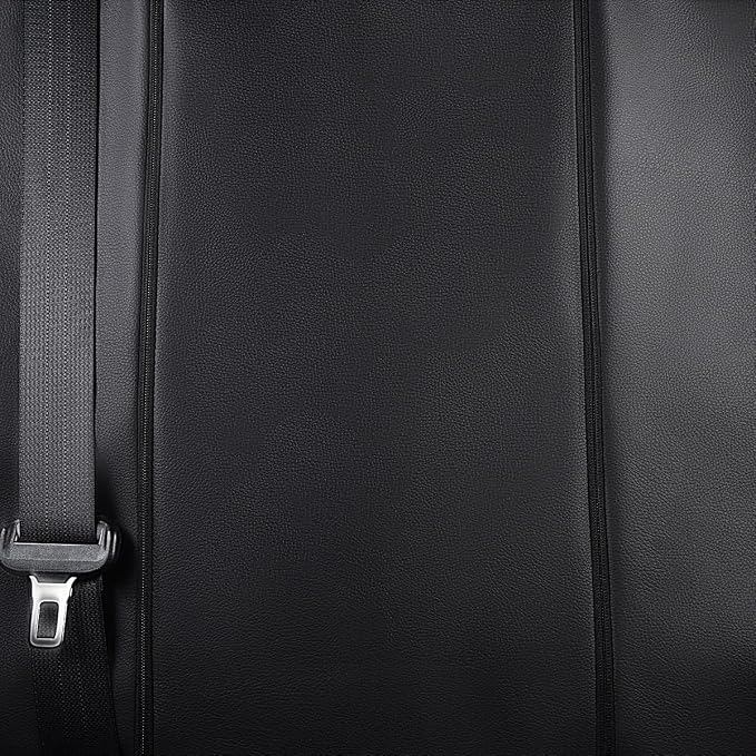 Flying Banner car seat Covers Protects Water Proof Faux Leather Carbon Fiber Front and Rear Bench (Black, Full Set - 8PCS)