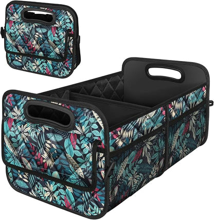 Deosk Car Trunk Organizer for SUV, Car Organizers and Storage with Reinforced Handles, Car Accessories for Women/Men 50L Waterproof Polyester Trunk Organizer(Medium, Leaves)