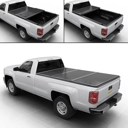 Toptiny Hard Folding Truck Bed Tonneau Cover|HTF083|Fits 2010-2026 Chevy Silverado & GMC Sierra 1500 2500 3500 HD 8FT