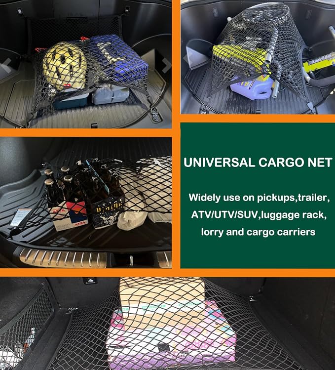 Rear Floor Style Cargo Net Compatible with Toyota RAV4 New 2026-2019, 2026 2025 2024 2023 2022 2021 2020 2019 Premier SUV Nylon Mesh Car Tailgate Trunk Netting