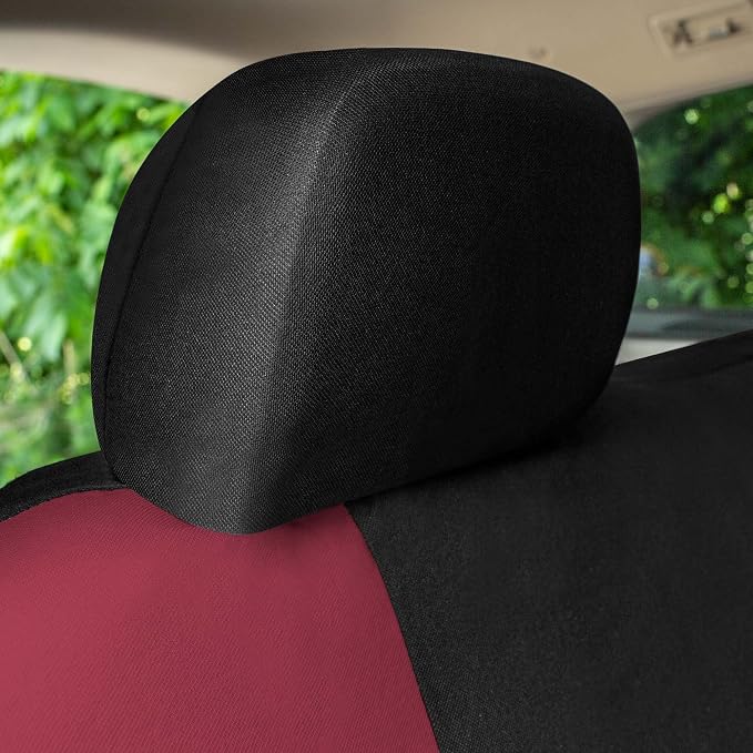 Universal Fit Chevron Flat Cloth Car Seat Covers Full Set - Burgundy