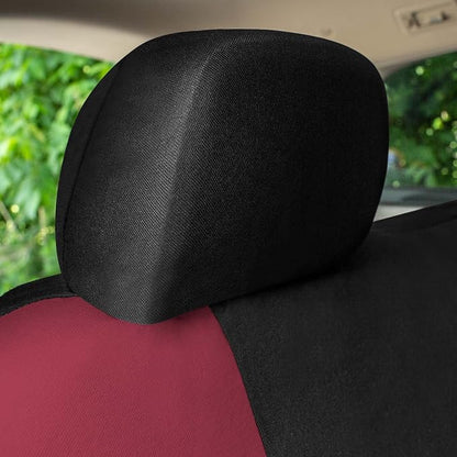 Universal Fit Chevron Flat Cloth Car Seat Covers Full Set - Burgundy