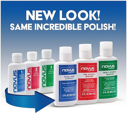 NOVUS-PK64 | Plastic Clean & Shine #1, Fine Scratch Remover #2, and Heavy Scratch Remover #3 | 64 Ounce Bottles