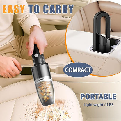 Handheld Car Vacuum Portable Cordless, Dust Buster Rechargeable High Power Suction, Mini Hand Held Vacuum Cleaner with Washable HEPA Filter, Multi-Nozzles, Lightweight Hand Vacuum for Car Home Office