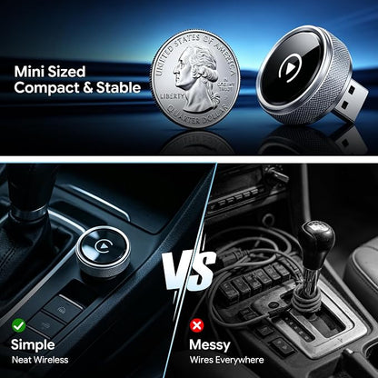 Wireless CarPlay & Android Auto Adapter, 2026 Upgraded 2-in-1 Wireless CarPlay Adapter, Mini Plug & Play, Fast Auto-Connect & No Latency, Easy Setup, Wide Vehicle Compatibility USB & USB-C Port