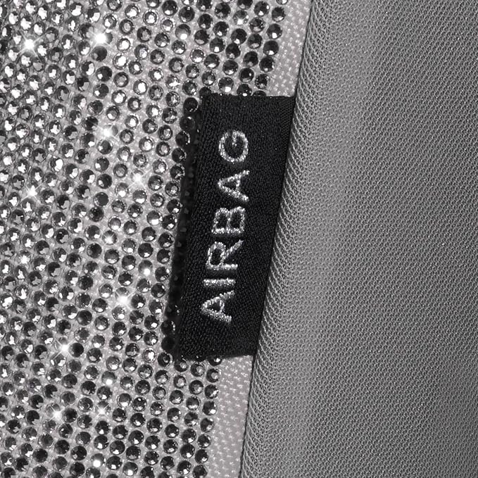CAR PASS Bling Diamond Gray Leather Car Seat Covers Full Sets Interior Sets, Waterproof Shining Glitter Sparkly Crystal Universal Armrest Fit for Automotive Truck SUV Cute Women Girl, Gray Rhinestone