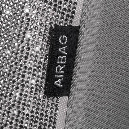 CAR PASS Bling Diamond Gray Leather Car Seat Covers Full Sets Interior Sets, Waterproof Shining Glitter Sparkly Crystal Universal Armrest Fit for Automotive Truck SUV Cute Women Girl, Gray Rhinestone