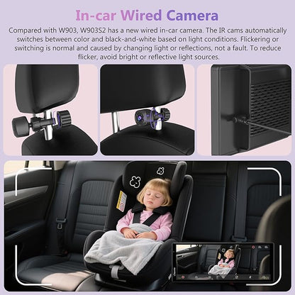 CarpurideW903S3 9.33 Inch HD Wireless Carplay & Android Auto Screen, 4K Front + Wired 1080P Rear + Infrared Camera, with Loop Recording, Bluetooth, GPS, FM, Super Link, 64GB TF
