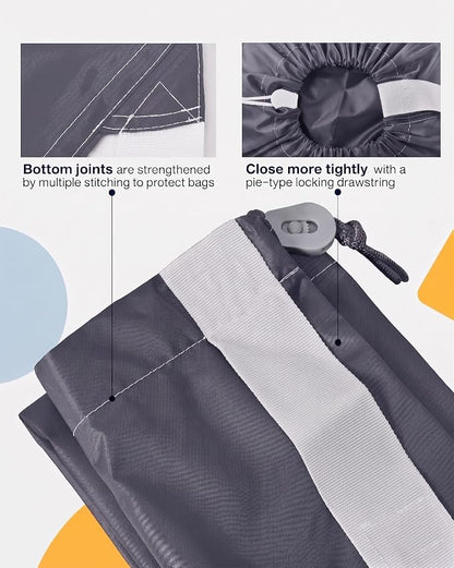 HOMEST 2 Pack XL Wash Me Travel Laundry Bag with Strap, Dirty Garments Organizer, Large Enough to Hold 4 Loads of Clothes, Easy Fit a Hamper or Clothing Basket, Grey and Sky Blue