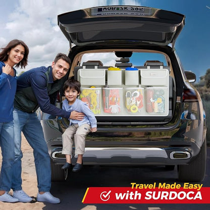SURDOCA Car Trunk Organizer, LARGE CAPACITY Car Storage Bag with 8 Pockets, 7X Upgraded Trunk Storage Organizer for Car, SUV, Truck, MPV