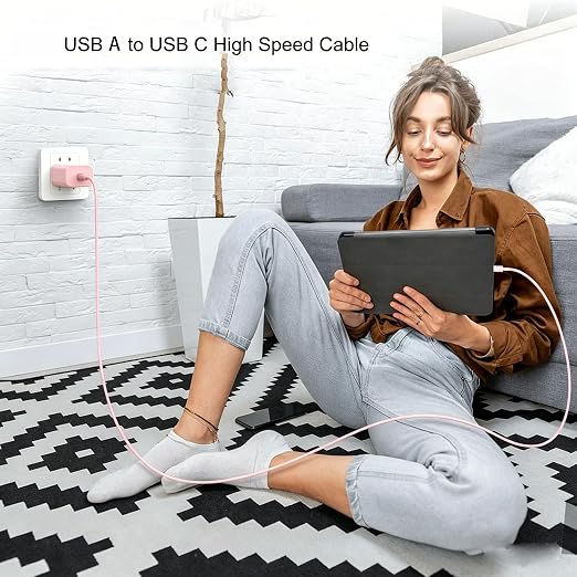 Cute Pink iPhone 17/17E Car Carplay Charger Cable for iPhone 17/16/15, 15/16/17 Pro Max 15 16 Plus Charging cable, USB A to USB C for iPad 10th Gen iPad Pro, Air 5th 4th Mini 6th Replacement (3.3 FT)