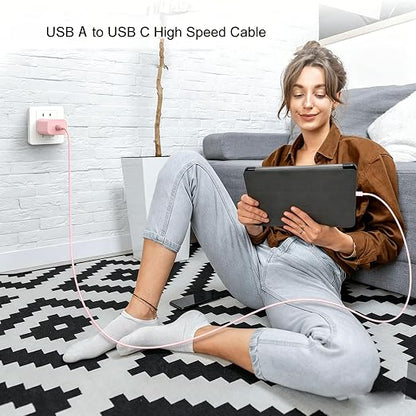 6FT Cute Pink iPhone 17/17E Car Carplay Charger Cable for iPhone 17/16/15, 15/16/17 Pro Max 15 16 Plus Charging cable, Long USB A to USB C for iPad 10th Gen iPad Pro, Air 5th 4th Mini 6th Replacement