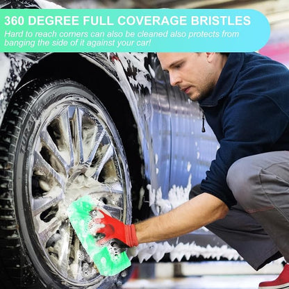 Tanlade 2 Pcs Car Wash Brush Head with Soft Detailing Bristle Flow Through Car Cleaning Brush Exterior Wash Equipment for Auto Truck RV Boat Camper(10 Inch,Green)