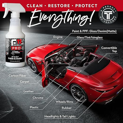 TopCoat F11PRO All-Surface Car Polish & Sealer 16 oz Spray Bottle - Most Advanced Water-Based Ceramic Coating for Cars, Motorcycles, Boats, RVs and More - Car Coating Spray for Shine and Protection