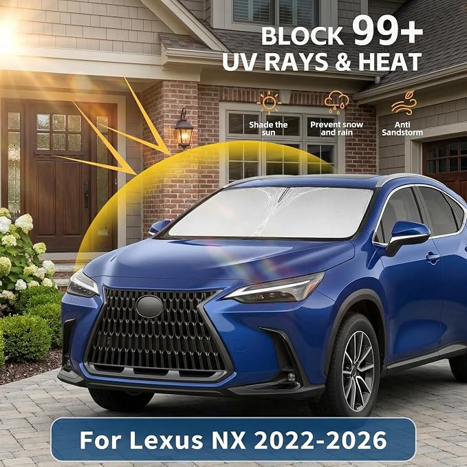 Windshield Sun Shade for Lexus NX 2022-2024 2025 2026 Sunshade Front Window Shade Custom Fit NX NX250 NX350 NX350h NX450h+ Accessories Sun Visor Foldable Shade Blocks UV Rays Accessories