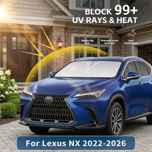 Windshield Sun Shade for Lexus NX 2022-2024 2025 2026 Sunshade Front Window Shade Custom Fit NX NX250 NX350 NX350h NX450h+ Accessories Sun Visor Foldable Shade Blocks UV Rays Accessories