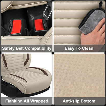 Seat Covers Full Set Fit for Nissan Rogue 2015-2026, Breathable and Comfortable Leather Car Seat Cover, Standard Waterproof Cushion Cover Auto Interior Accessories (Beige Brown)