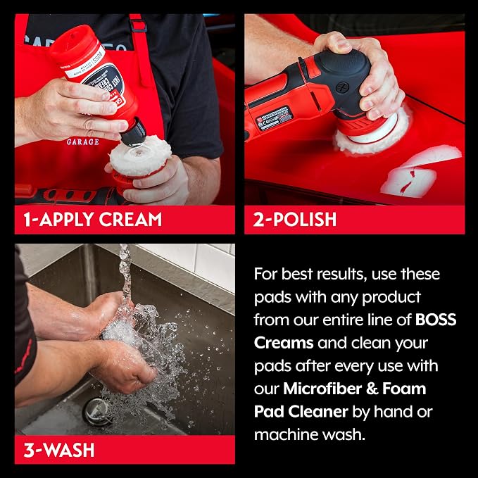 Griot's Garage BOSS 3” Microfiber Pads for Car Polishing and Detailing, Buffing Pads for Moderate and Severe Scratch Removal, Set of 3