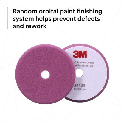 3M Perfect-It Random Orbital Foam Polishing Pad, 5"/130 mm, Purple, 34123, for Automotive Compounding and Polishing