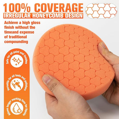 Orange Polish Pad, 3Pcs 5.5 Inch Face for 5 Inch Buffing Polishing Pads and Woolen Pads 125mm Backing Plate Compound Buffing Sponge for Car Buffer Polisher Compounding, Polishing and Waxing